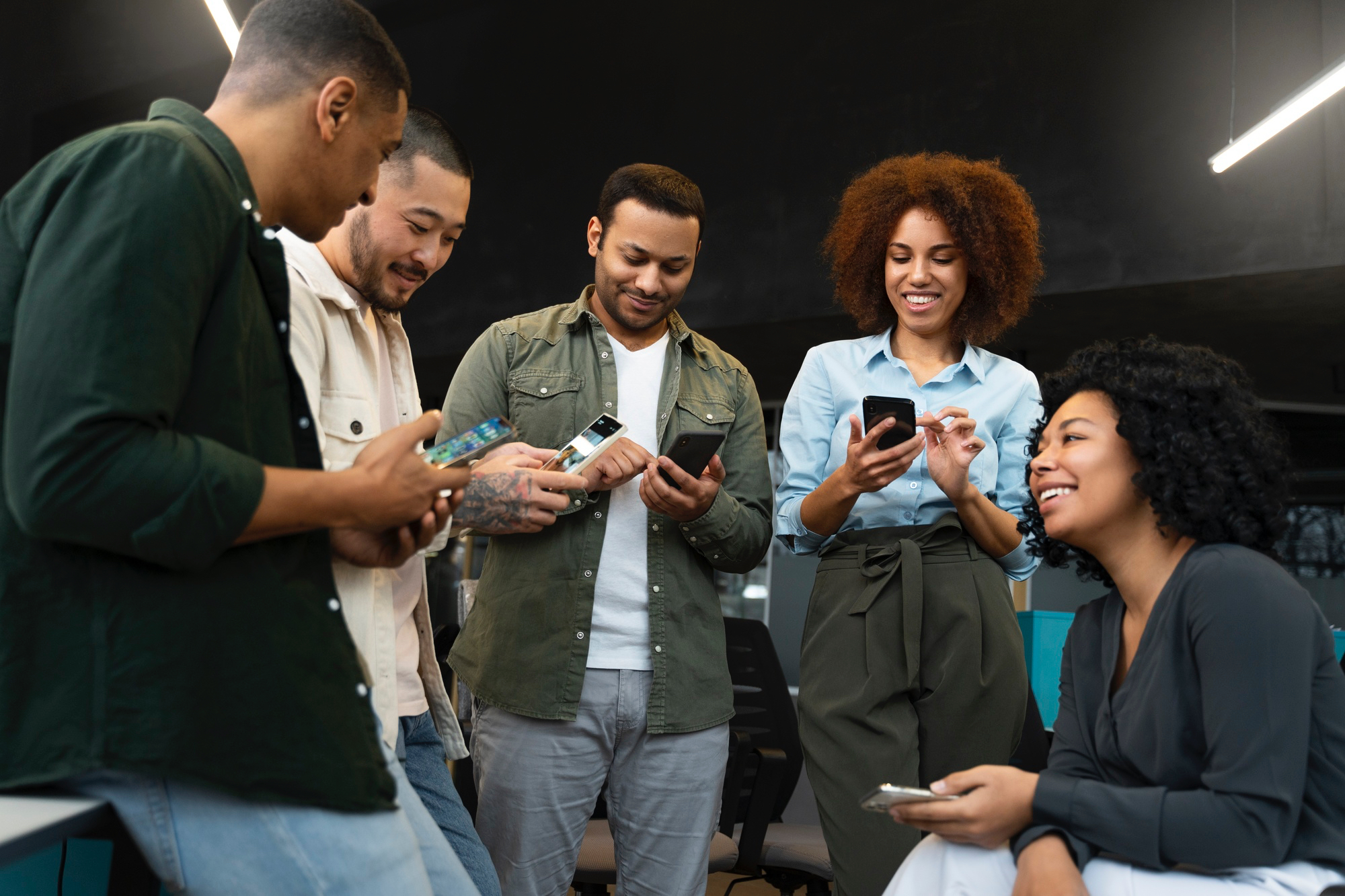 People holding Cell Phones Connecting